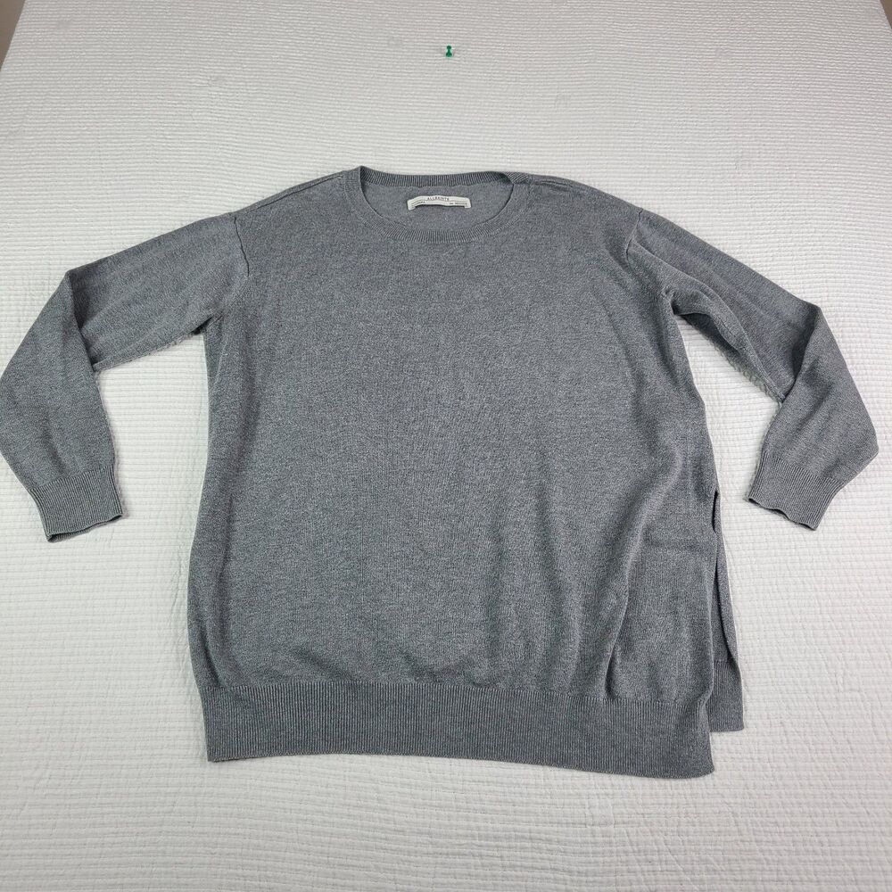 All Saints Kimba Jumper Womens Size M Gray Crewneck Tunic Sweater Medium